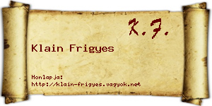 Klain Frigyes névjegykártya